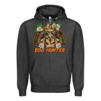 Charcoal Heather easter egg hunter  rabbit rainbow Zipper Hoodie - BarkalooDesign