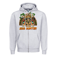 Heather Grey easter egg hunter  rabbit rainbow Zipper Hoodie - BarkalooDesign