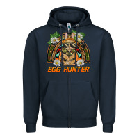Navy easter egg hunter  rabbit rainbow Zipper Hoodie - BarkalooDesign