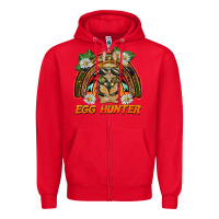 Red easter egg hunter  rabbit rainbow Zipper Hoodie - BarkalooDesign
