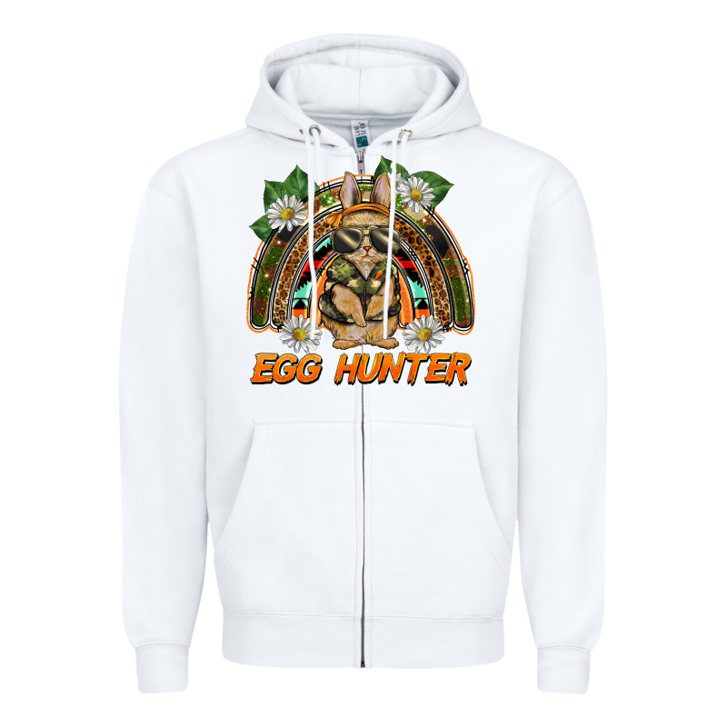 Easter Egg Hunter  Rabbit Rainbow Zipper Hoodie by BarkalooDesign | Teevron
