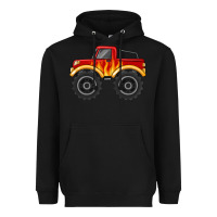 Black monster truck with flames Heavyweight Hoodie - MaliasSmallBusiness
