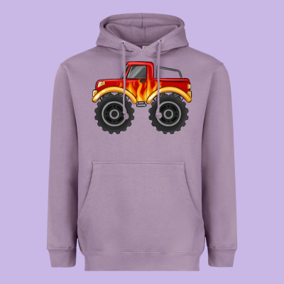 Monster Truck With Flames Heavyweight Hoodie Designed By Maliassmallbusiness