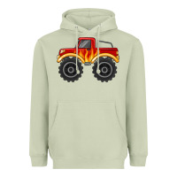 Matcha monster truck with flames Heavyweight Hoodie - MaliasSmallBusiness