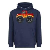 Navy monster truck with flames Heavyweight Hoodie - MaliasSmallBusiness