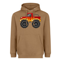 Toasted Coconut monster truck with flames Heavyweight Hoodie - MaliasSmallBusiness