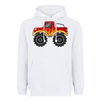 White monster truck with flames Heavyweight Hoodie - MaliasSmallBusiness