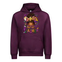 Mauve Wine mardi gras teacher afro messy bun Urban Hoodie - texasbilliewilder