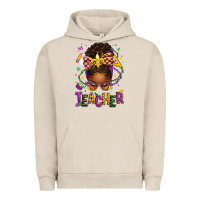 Pigment French Oak mardi gras teacher afro messy bun Urban Hoodie - texasbilliewilder