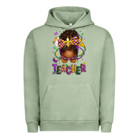 Pigment Oil Green mardi gras teacher afro messy bun Urban Hoodie - texasbilliewilder