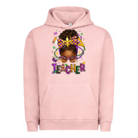 Pigment Salmon mardi gras teacher afro messy bun Urban Hoodie - texasbilliewilder