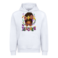 White mardi gras teacher afro messy bun Urban Hoodie - texasbilliewilder