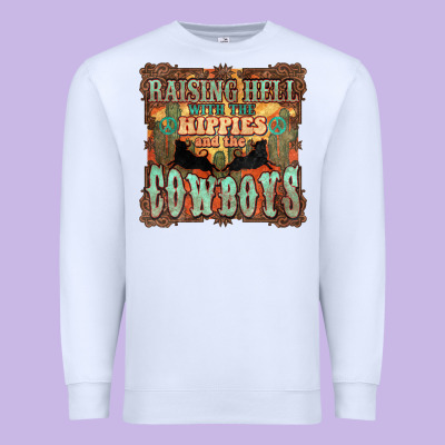 Raising Hell With The Hippies And The Cowboys Premium Sweatshirt Designed By Nancycooperartshop