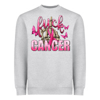 Heather Grey Fuck Cancer with Butterflies Heavyweight Sweatshirt - texasbilliewilder