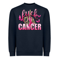 Navy Fuck Cancer with Butterflies Heavyweight Sweatshirt - texasbilliewilder