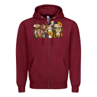 Burgundy cows coffee cups Zipper Hoodie - Jasminsmagicworld