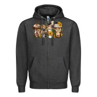 Charcoal Heather cows coffee cups Zipper Hoodie - Jasminsmagicworld