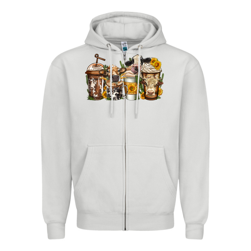Cows Coffee Cups Zipper Hoodie by Jasminsmagicworld | Teevron