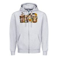 Heather Grey cows coffee cups Zipper Hoodie - Jasminsmagicworld