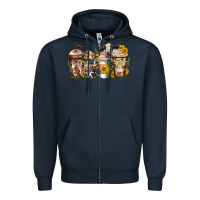Navy cows coffee cups Zipper Hoodie - Jasminsmagicworld