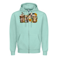 Seafoam cows coffee cups Zipper Hoodie - Jasminsmagicworld