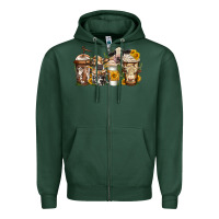 Sports Green cows coffee cups Zipper Hoodie - Jasminsmagicworld