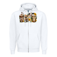 White cows coffee cups Zipper Hoodie - Jasminsmagicworld