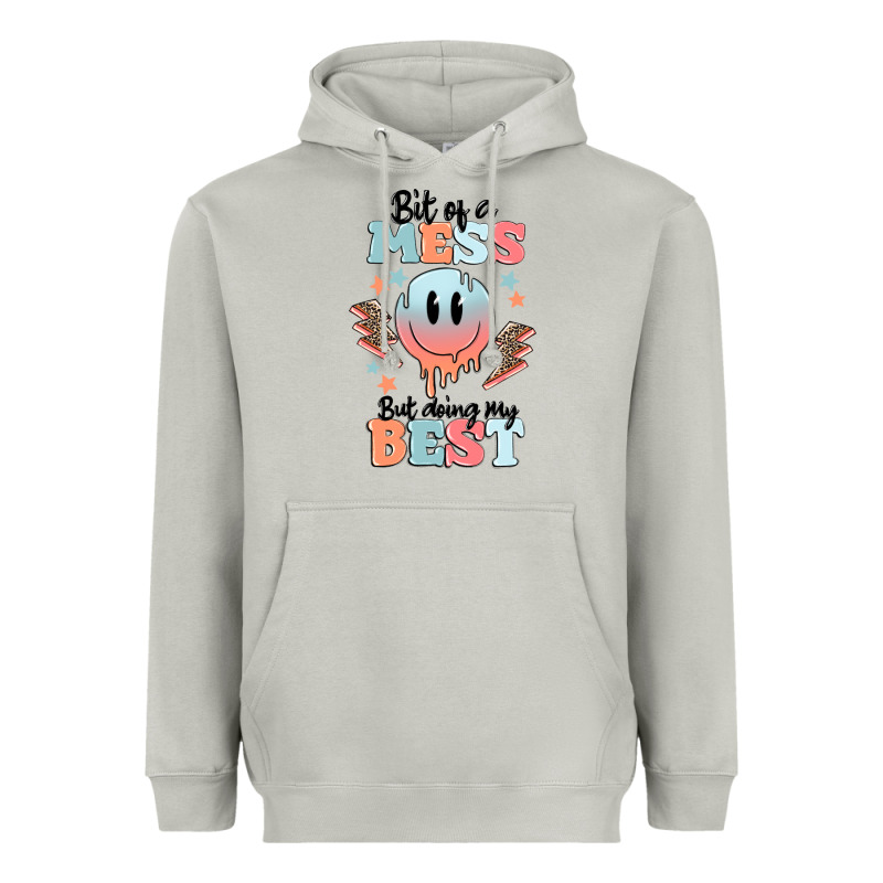 Bit Of A Mess But Doing My Best Heavyweight Hoodie by MaliasSmallBusiness | Teevron