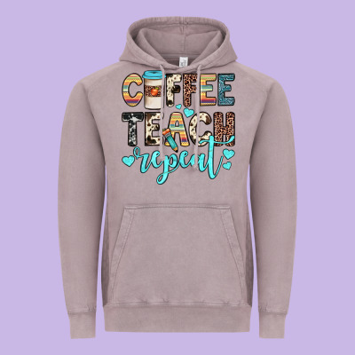 Coffee Teach Repeat Vintage Hoodie Designed By Jahusdesignshop