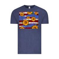 Vintage Denim 4th of July USA flag sunflower 20oz tumbler Vintage Tee - Neo Western