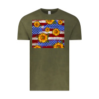 Vintage Olive 4th of July USA flag sunflower 20oz tumbler Vintage Tee - Neo Western