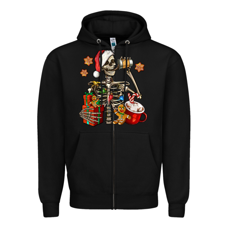Christmas Skeleton Coffee Zipper Hoodie by Jasminsmagicworld | Teevron