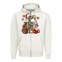 Oatmeal Heather christmas skeleton coffee Zipper Hoodie - Jasminsmagicworld