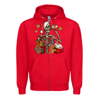 Red christmas skeleton coffee Zipper Hoodie - Jasminsmagicworld
