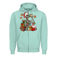 Seafoam christmas skeleton coffee Zipper Hoodie - Jasminsmagicworld