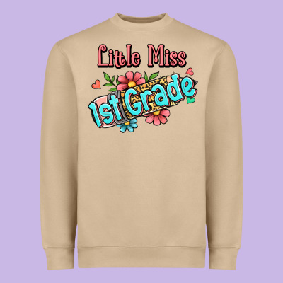 Little Miss First Grade Heavyweight Sweatshirt Designed By Ranaportraitstore