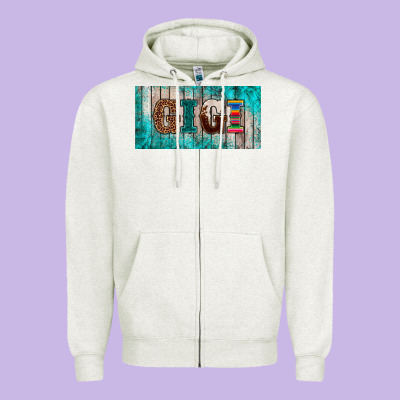 Western Turquoise Gigi License Plate Zipper Hoodie Designed By Barkaloodesign