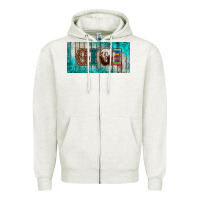 Oatmeal Heather western turquoise gigi license plate Zipper Hoodie - BarkalooDesign