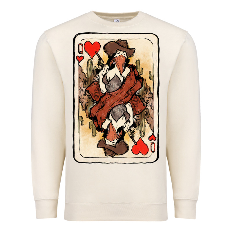 Queen Of Hearts Cowgirl Premium Sweatshirt by NancyCooperArtShop | Teevron