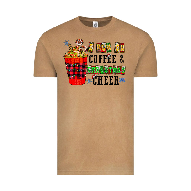 I Run On Coffee & Christmas Cheer Vintage Tee by CowhideDigitalArt | Teevron
