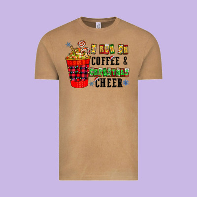 I Run On Coffee & Christmas Cheer Vintage Tee Designed By Cowhidedigitalart