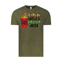 Vintage Olive I Run On Coffee & Christmas Cheer Vintage Tee - CowhideDigitalArt
