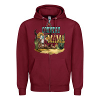 Burgundy country mama Zipper Hoodie - NancyCooperArtShop