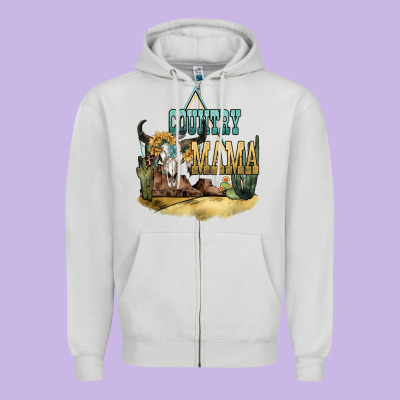 Country Mama Zipper Hoodie Designed By Nancycooperartshop