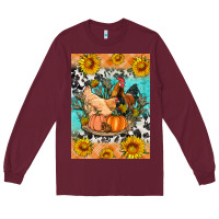 Burgundy fall coop animals Long Sleeve Tee - Artiststas