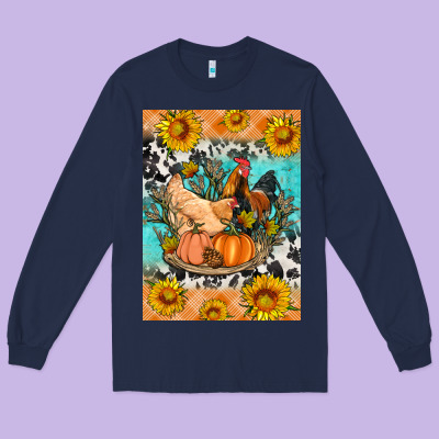 Fall Coop Animals Long Sleeve Tee Designed By Artiststas