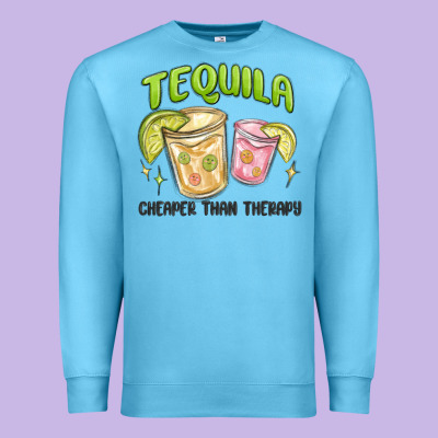 Tequila Cheaper Than Therapy Premium Sweatshirt Designed By Maliassmallbusiness