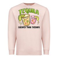 Pale Pink tequila cheaper than therapy Premium Sweatshirt - MaliasSmallBusiness