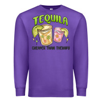 Purple tequila cheaper than therapy Premium Sweatshirt - MaliasSmallBusiness