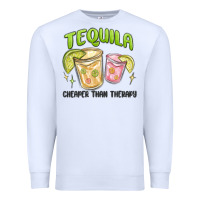 White tequila cheaper than therapy Premium Sweatshirt - MaliasSmallBusiness